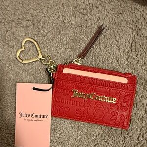 Juicy Couture Embossed Red Card Holder with Heart Keyring